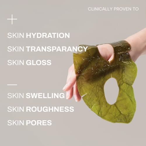 Whamisa Organic Algae Kelp Facial Sheet Mask, De-Puffing, Deep Hydration, Calming, Moisturizing, Fermentation, Korean Skin Care (5 PCS/Pack)