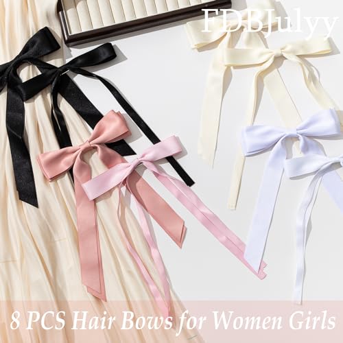 8-Piece Hair Bows Set for Thick & Thin Hair - Non-Slip Claw Clips for Women & Girls