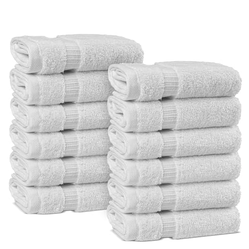 Chakir Turkish Linens Premium Cotton Absorbent Turkish Towels (Washcloths - 12 Piece, White)