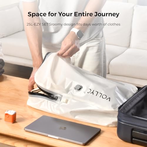 Travel Vacuum Bags with Pump 25L Large Capacity Waterproof Compression Storage Bag - 3 Pack White