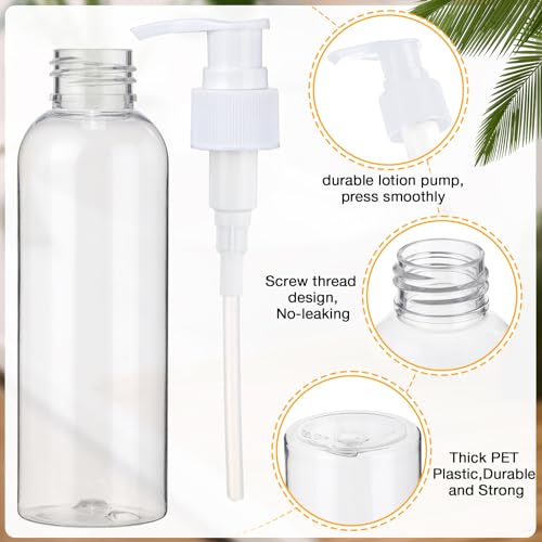 Nuenen 48 Pcs Refillable Empty Lotion Bottles 4oz/120ml Plastic Pump Bottles Conditioner Shampoo Dispenser Leak Proof Pump Container for Body Wash, Creams, Liquid Soap(White)