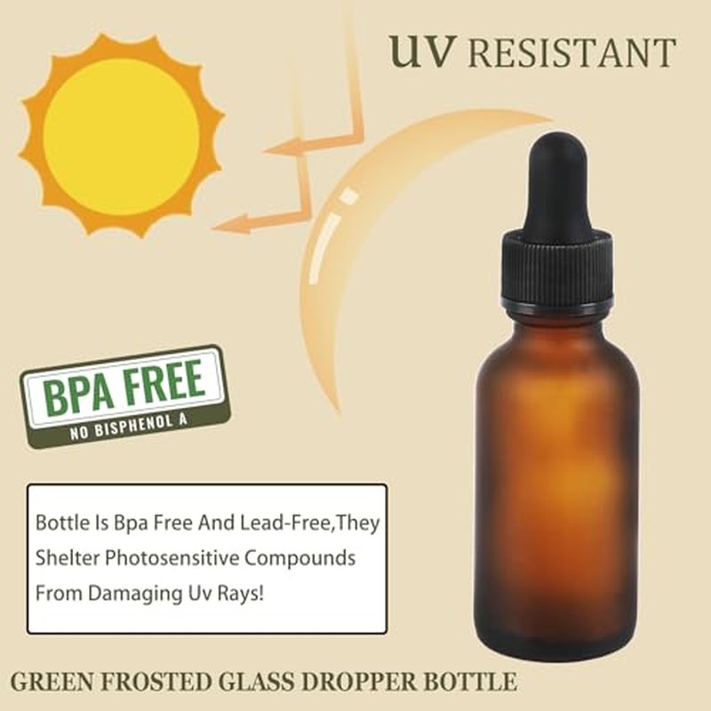 48 Pack,1oz Glass Dropper Bottle, Amber Tincture Bottles with Dropper, Pretty Finish for All Kinds of Liquids,Oil Bottles for Hair- Stronger Suction ideal for Leakproof Travel