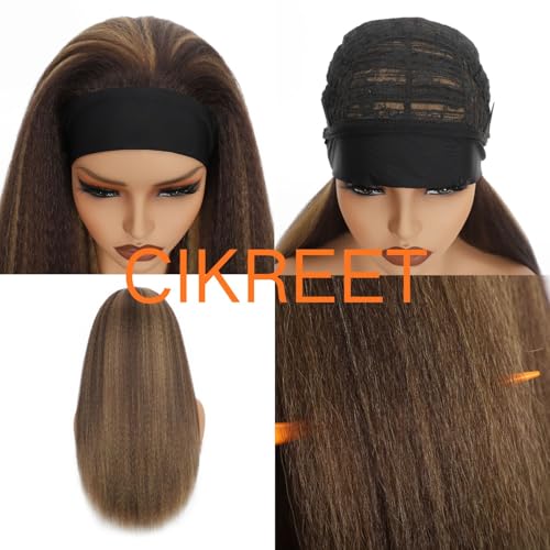 4/27 Highlights Kinky Straight Headband Wig 28 Inch Afro Yaki Synthetic Hair for Black Women - Natural Look & Lightweight - Variation of THIS listing