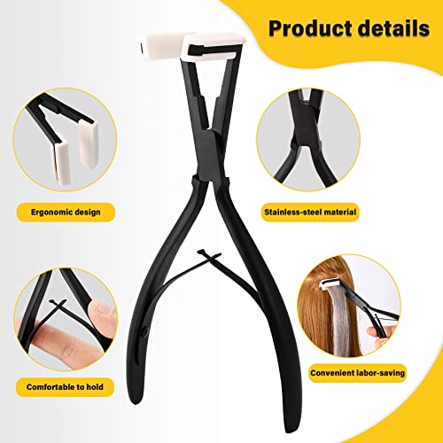 Gomake Black Tape-In Hair Extension Tools Kit with Stainless Steel Pliers & Remover