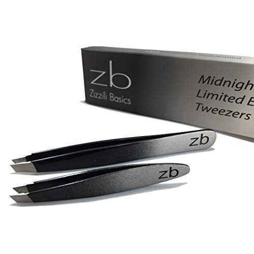 Ombre Tweezer Set - Classic and Mini Slant Tweezers for Eyebrow & Facial Hair Removal, 2 Piece Assortment