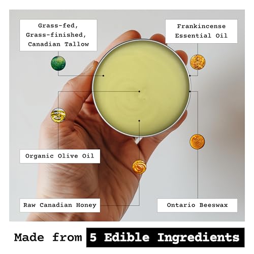 The Tallowed Truth F-Balm Tallow ? Grass-fed, Grass-finished Tallow ? 5 Ingredients Only ? Canadian-made All Purpose Tallow Balm ? Made in Canada ? Tallow for Face & Body (2 oz (2-Pack), Original)