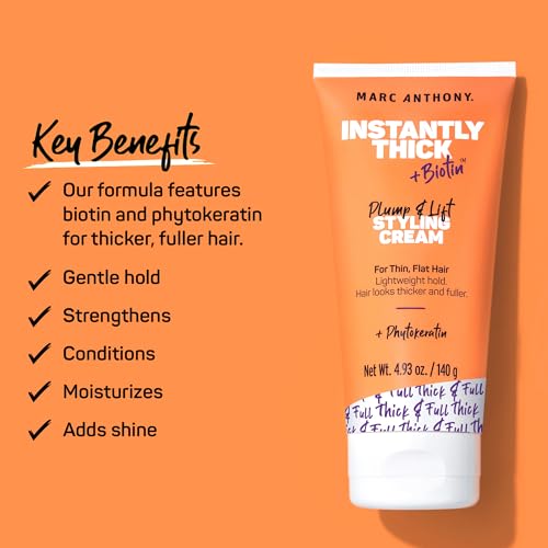 Marc Anthony Instantly Thick Biotin Styling Cream (2x4.93 oz) for Thick, Full Hair