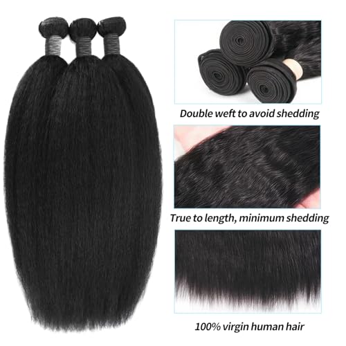 Yaki Straight Human Hair Bundles 14 Inch KinkyStraight Unprocessed
