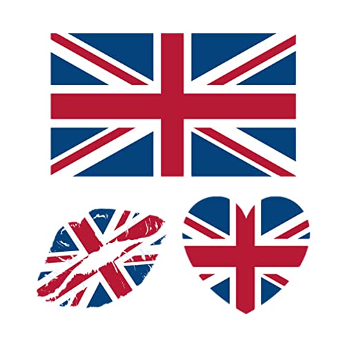 Temporary Tattoo USA/UK | 50 Sheets Patriotic US, America Flag, British, United Kingdom, Union Jack Flag Sticker | Patriotic Party Supplies | for Kids Adults