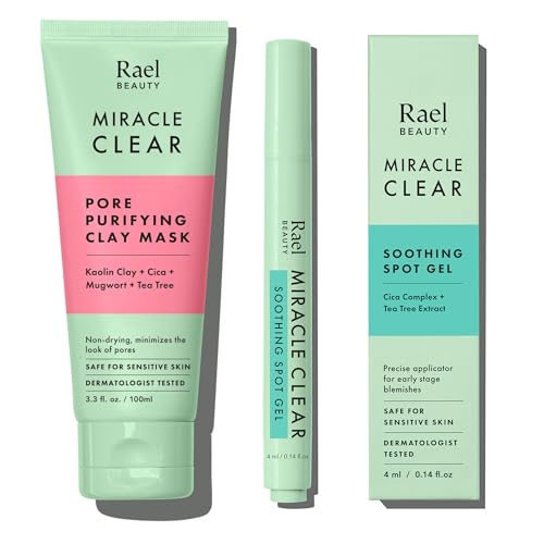 Rael Miracle Bundle - Miracle Clear Pore Control Clay Mask (3.4 fl. oz) & Miracle Clear Soothing Spot Gel (0.14oz)