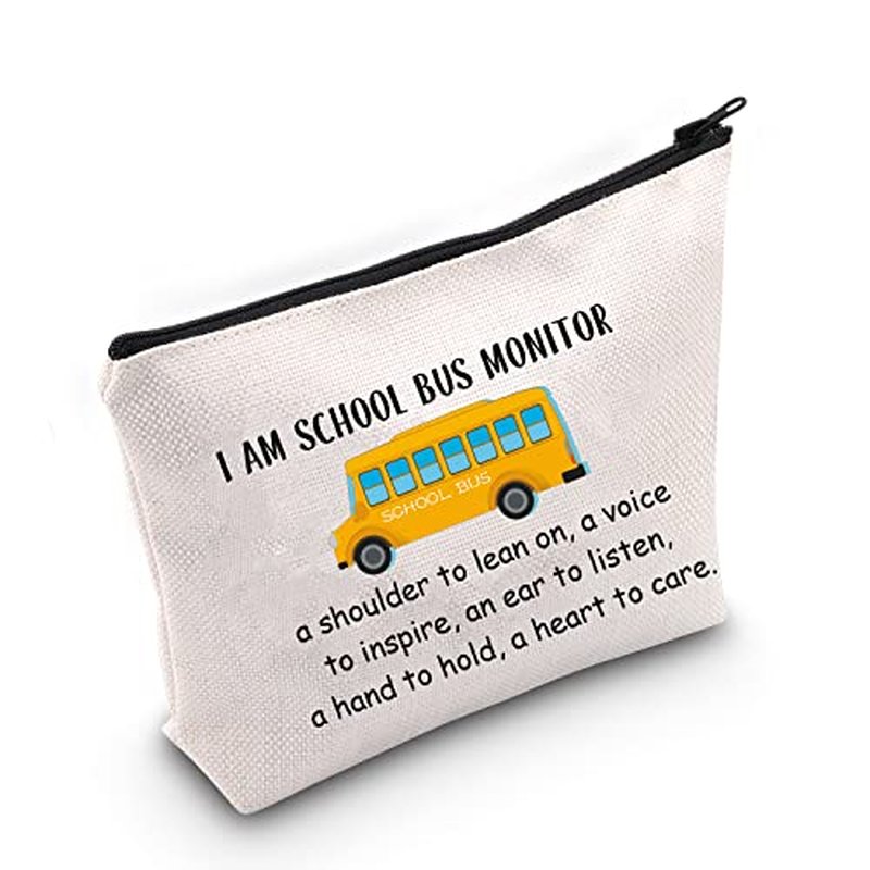 MBMSO Bus Monitor Gifts Bag Bus Driver Appreciation Gift Cosmetic Bag Bus Attendant Gift Bus Monitor Zipper Bag (I am Bus Monitor bag)
