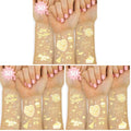 Gold Temporary Tattoos Pack of 3 - 50 Styles for Birthday Party Favors, Girl Celebration, Fun Accessories - Medium