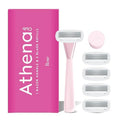 Athena Club Women¡¯s Razor Kit, 5-Blade Cartridge Razor for Sensitive Skin, Serum-Infused Blades with Shea Butter and Hyaluronic Acid, Includes Handle, 5 Refills and Magnetic Shower Hook - Rose