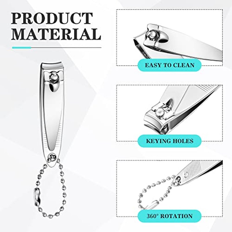 200 Pieces Nail Clippers Bulk Stainless Steel Fingernails Cutters Pointed Toenail Trimmers Manicure Pedicure Tool Set with Key Chains for Kids Men and Women