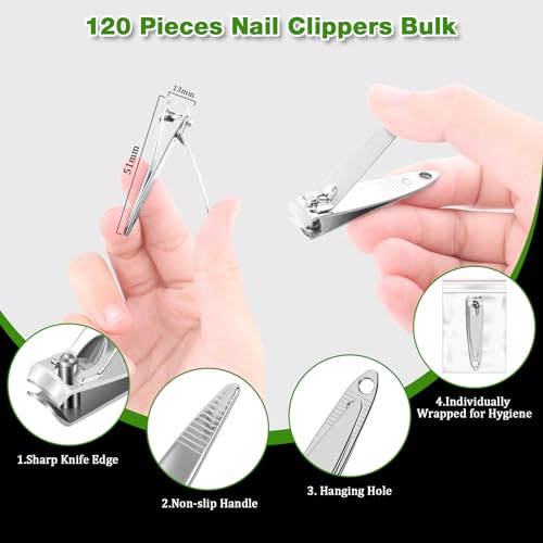 Nail Clippers Bulk 120 Pcs for Homeless Men Women, Individually