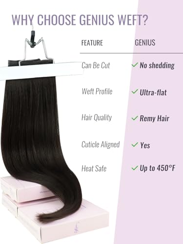 Fshine Dark Brown Weft Hair Extensions 50g, 16 Inch Sew-In Human Hair