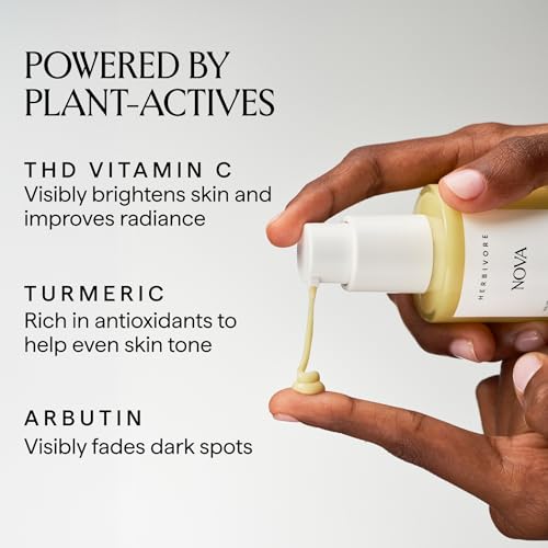 HERBIVORE Nova 15% Vitamin C + Turmeric Brightening Serum for Dark Spots, Hyperpigmentation + Even Skin Tone | Vegan, Plant-Based, Cruelty-Free, 30 mL / 1 oz