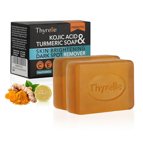 Kojic Acid and Turmeric Soap I (2 x 3.5 oz) I Kojic Acid Soap for Body and Face I Turmeric soap bar with Panthenol, Vitamin C, Vitamin E and Prebiotics
