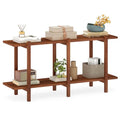 Giantex 2-Tier Wooden Bookshelf - 48 Inch Modern Console with Wide Storage Shelf