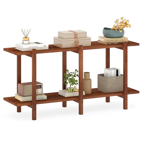 48-Inch 2-Tier Wooden Bookshelf with Wide Storage Shelf for Living Room Bedroom Office
