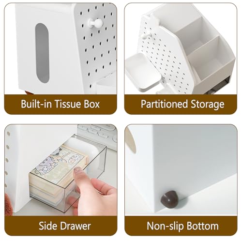 Makeup Organizer with Compartments and Drawer, Cosmetic Storage for Dresser, Vanity, and Bathroom Countertop, Skincare and Perfume Organizer