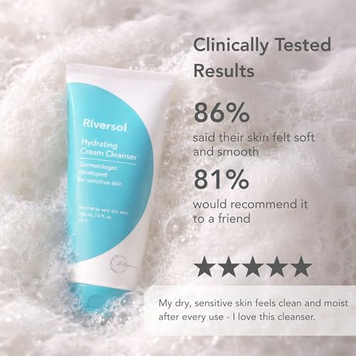 Riversol Hydrating Cream Cleanser for Sensitive, Rosacea-Prone Skin - 6 Fl Oz