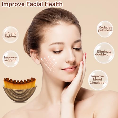 New Lymphatic Contour Face Brush, Contour Face Brush Lymphatic Drainage Massager, Ergonomically Designed Double Chin Reducer to Fit The Skin Precisely, Suitable for All Skin Types