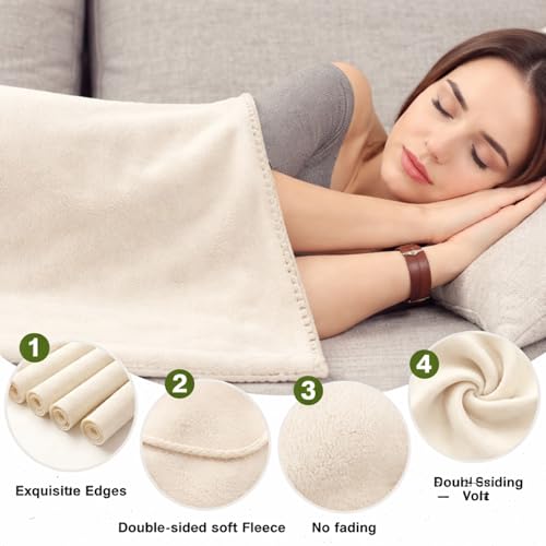 Cream White Fleece Throw Blankets Bulk Pack 24 pcs 50x60 Inches
