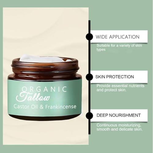 Grass-fed Beef Tallow with Frankincense Oil & Castor oil, Tallow and Manuka Honey Balm, Beef Tallow Moisturizer for Skin for Face, Body (2)