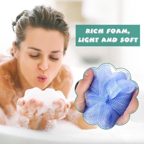 Sunnyray 60 Pcs Mesh Bath Loofahs Set - 6 Colors, Soft Body Sponges for Shower