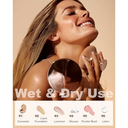Upgraded Blend & Blur Body Makeup Brush for Self Tanner Tanning Lotion Sunscreen Applicator for Back Leg Makeup, Kabuki Foundation Brush for Liquid Beauty Supreme Cream Bronzer Brush for Face, Gold