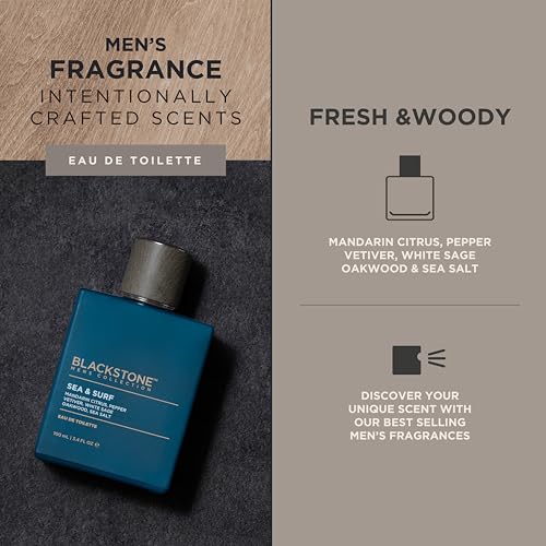 Men's Eau de Toilette Spray - Sea & Surf Variation, Fresh & Long-Lasting Cologne with Mandarin, Sea Salt & Sage, Travel Size 3.4 Fl Oz