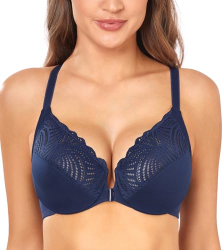 Women's Front Closure T-Back Underwire Everyday Bra