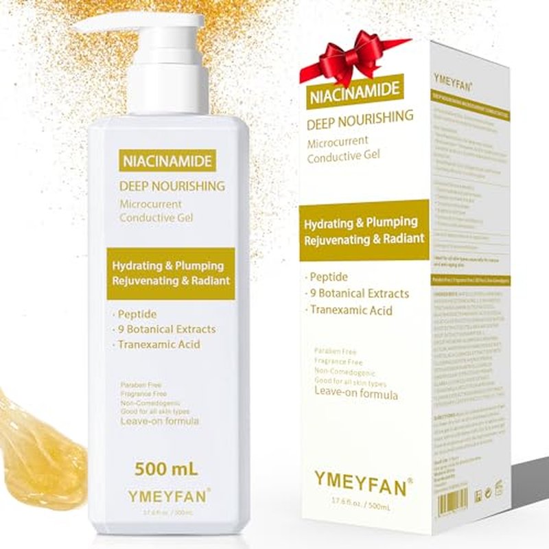 500ML Conductive Gel, Deep Nourishing Facial Leave-On Gel Primer for Microcurrent Devices, Hydrating Rejuvenating Radiance Serum, Niacinamide, Peptide & 9 Botanical Extracts, Paraben & Fragrance Free