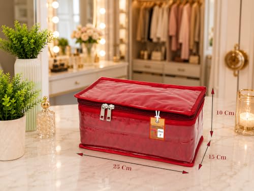 Atorakushon Satin Makeup & Jewelry Organizer Pouch for Women Maroon Variation
