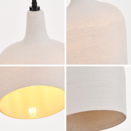 White-Wicker Boho Hammered Glass Pendant Light - 9 Inch Diameter, UL Listed