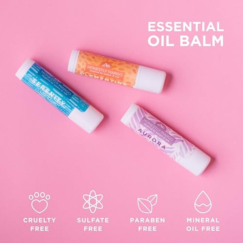 Honestly Margo Aromatherapy Balm Stick Trio (Menthol Eucalyptus, Lavender, and Citrus) ? Organic Citrus, Eucalyptus Essential Oil, and Lavender Essential Oil Lip Balm, Mess-Free Convenient Design