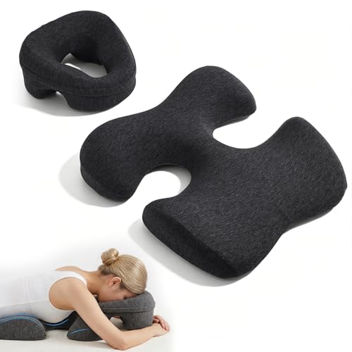 Memory Foam Face Down Pillow Set with Chest Cushion for Massage & Spa - Dark Gray