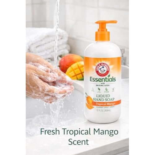 Arm & Hammer Essentials with Gentle Baking Soda, Liquid Hand Soap, 12 fl oz. (Tropical Mango)