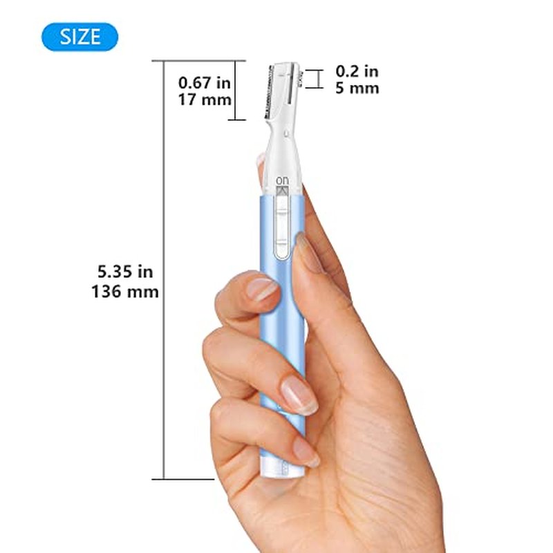Eyebrow Trimmer, Precision Electric Eyebrow Razor for Women Battery-Operated Facial Hair Remover with Comb No Pulling Sensation Painless for Face Chin Neck, Upper-Lip, Peach-Fuzz