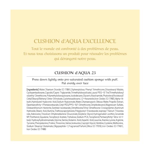 [CHALLANS de PARIS] Cushion de Aqua EX ? Dewy Glow Cushion Foundation, Natural Radiance & Hydration, Buildable Coverage, Lightweight Cream Texture, 23 Natural Beige, 0.53 oz