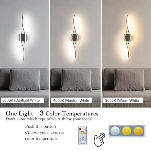 Daunton 27.5in Modern Hardwired LED Wall Sconce Set of 2 with Remote, Dimmable, Timer & Memory