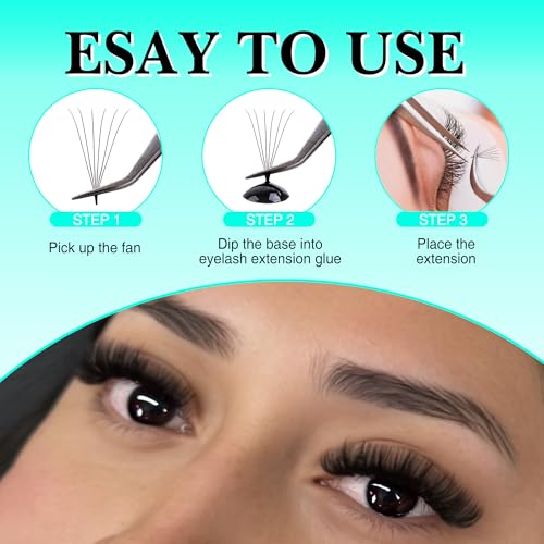 VAVALASH Premade Fans Eyelash Extensions 6D 8D 10D 16D 0.05 0.07 Thickness C/D Curl Premade Narrow Fans Lash Extension 8-15mm Mixed Length Thin Base Handmade Volume Lash Extensions (10D,0.07-D-8-15MM)