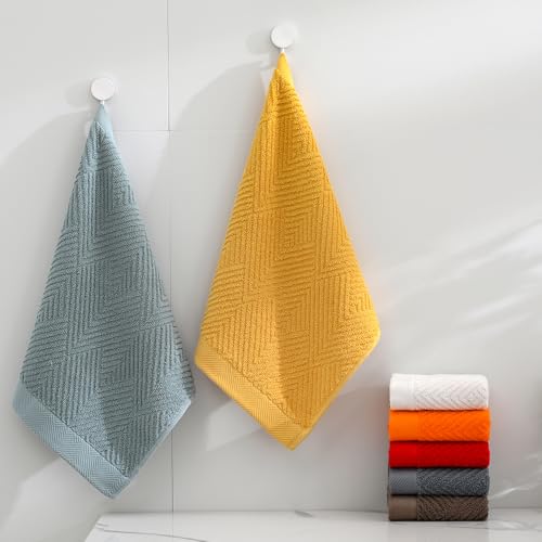 Orange Super Soft Cotton Washcloths 13x13 Inch - Set of 6 Bathroom & Kitchen Towels