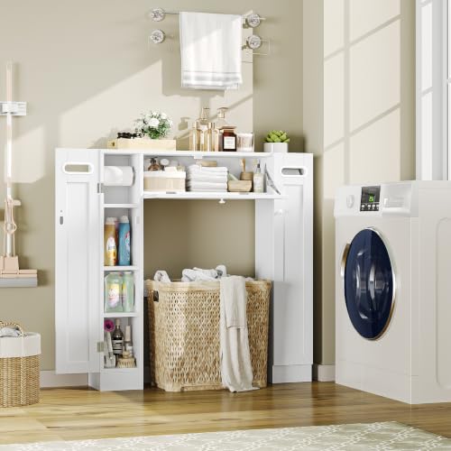 Keyluv Short Over-the-Toilet Cabinet with Doors – Low-Profile Bathroom Storage