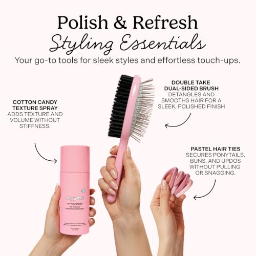 Dual-Sided Travel Hair Brush with Boar Bristles & Metal Pins for Detangling & Styling