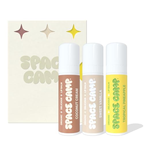 Organic Lip Balm Gift Set - Tropical Pineapple, Vanilla & Coconut, Jumbo Size, Hydrating for Dry Lips