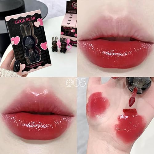Petansy Cute Rabbit Jelly Lip Gloss Moisturizing Hydrating Non-Stick Cup Lip Glaze Set Plumping Lip Gloss Mirror Liquid Lipsticks Lip Tint Gloss Balm Makeup Lip Kit