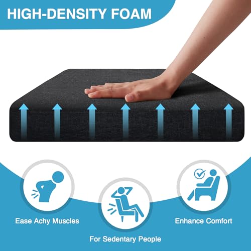 IASEAHK Set of 4 Black 17x16 Inch Non-Slip Chair Cushions for Dining Chairs