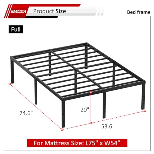 EMODA 20 Inch Tall Full Size Bed Frame with Large Storage Space - Includes Variation Full